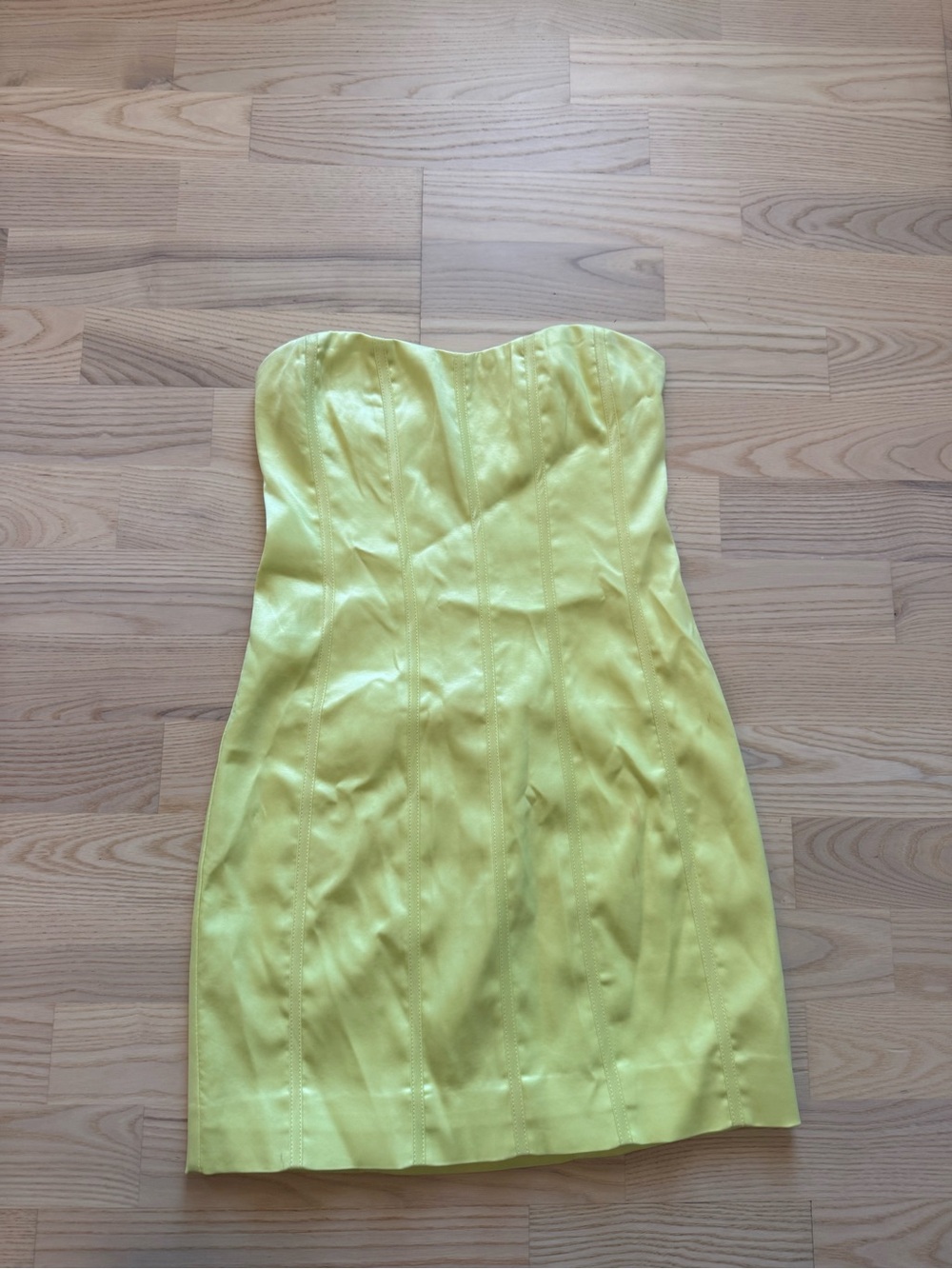 Meshki Strapless Lemon Yellow Bodycon Dress